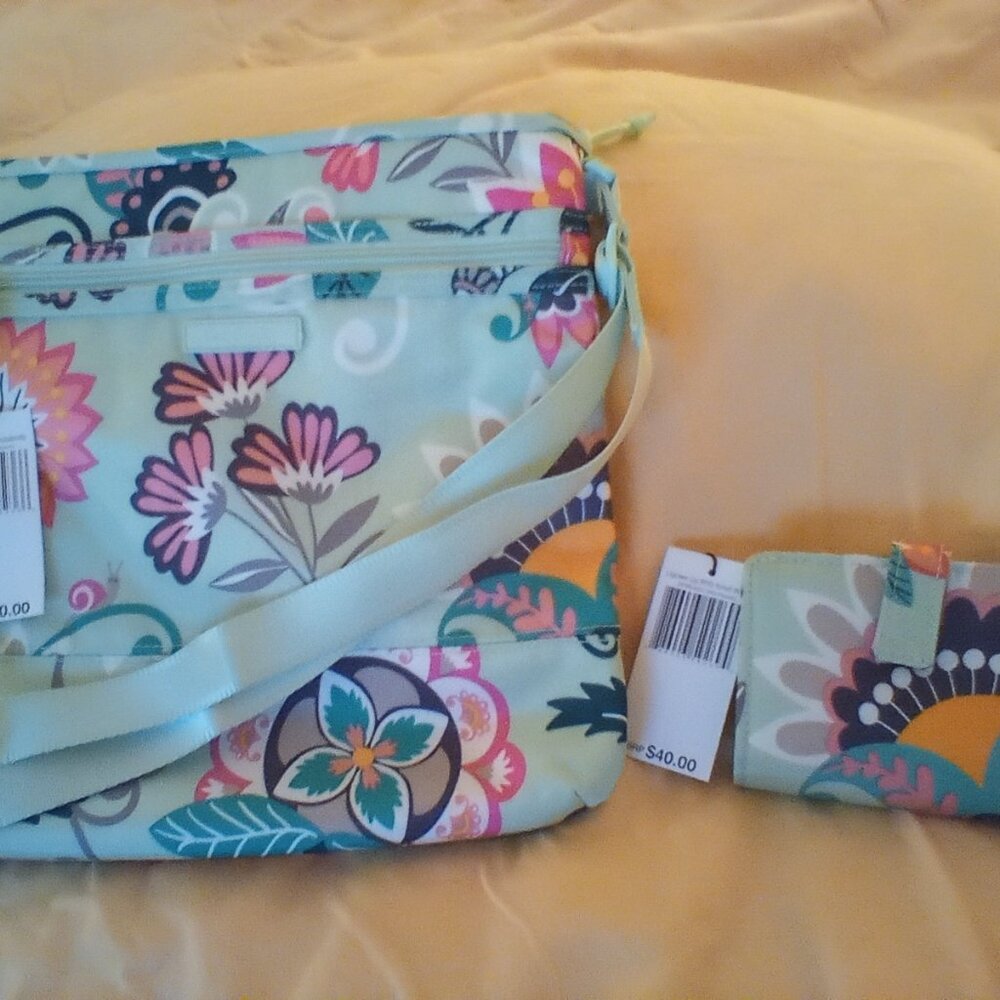 Vera Bradley Lighten Up Slim Cross body with Coordinating RFID Wallet
